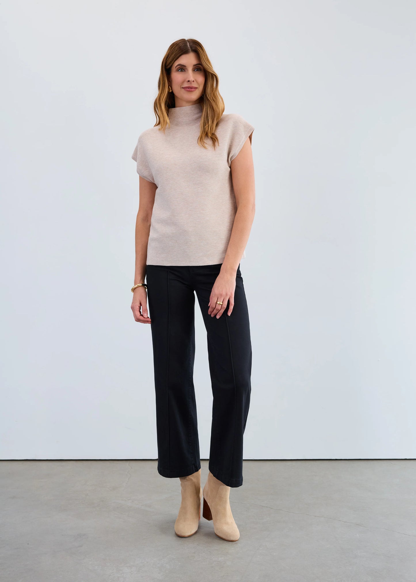 Ottoman Cap Sleeve Sweater, Oat 1012333