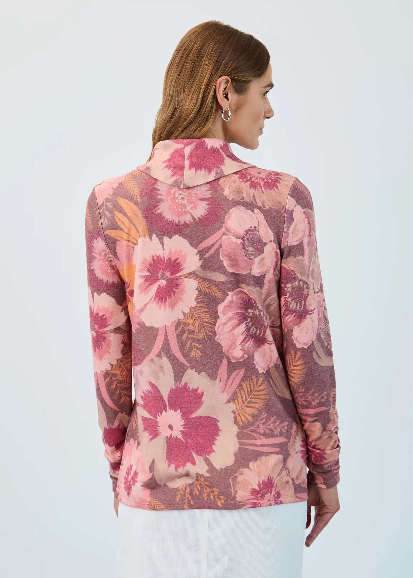 Long Sleeve Cowl Neck Top Coral 3866742
