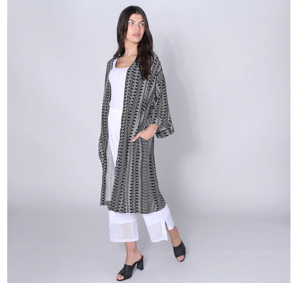 Adley Kimono Cardigan Matrix Print 375