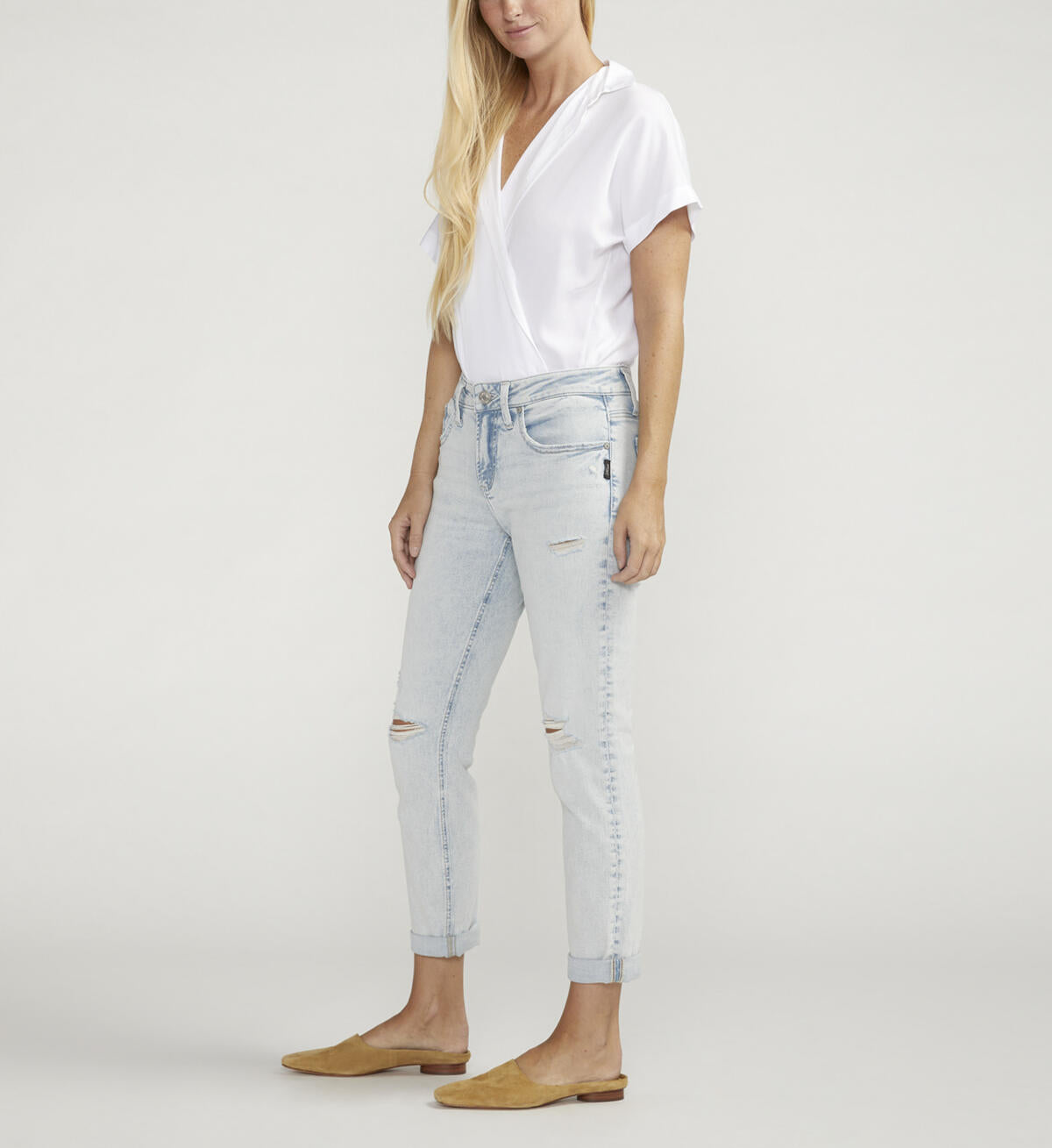 Boyfriend Mid Rise Slim Leg Jeans