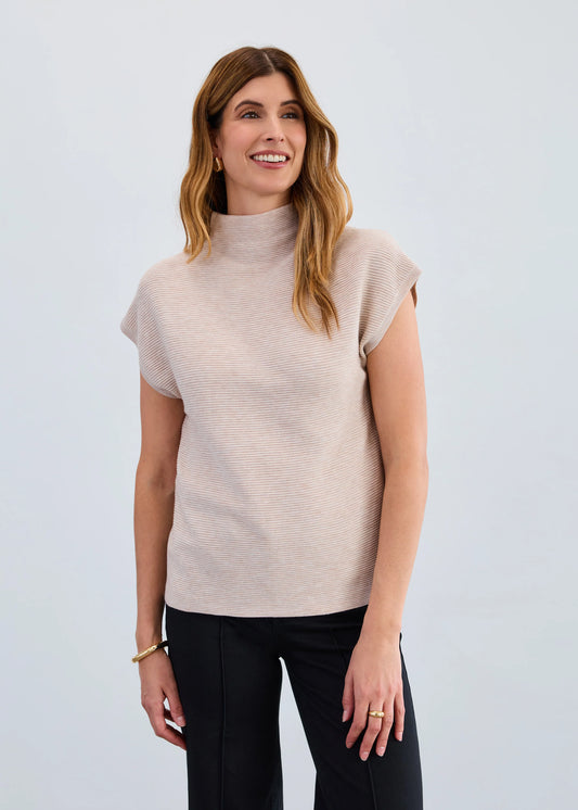 Ottoman Cap Sleeve Sweater, Oat 1012333