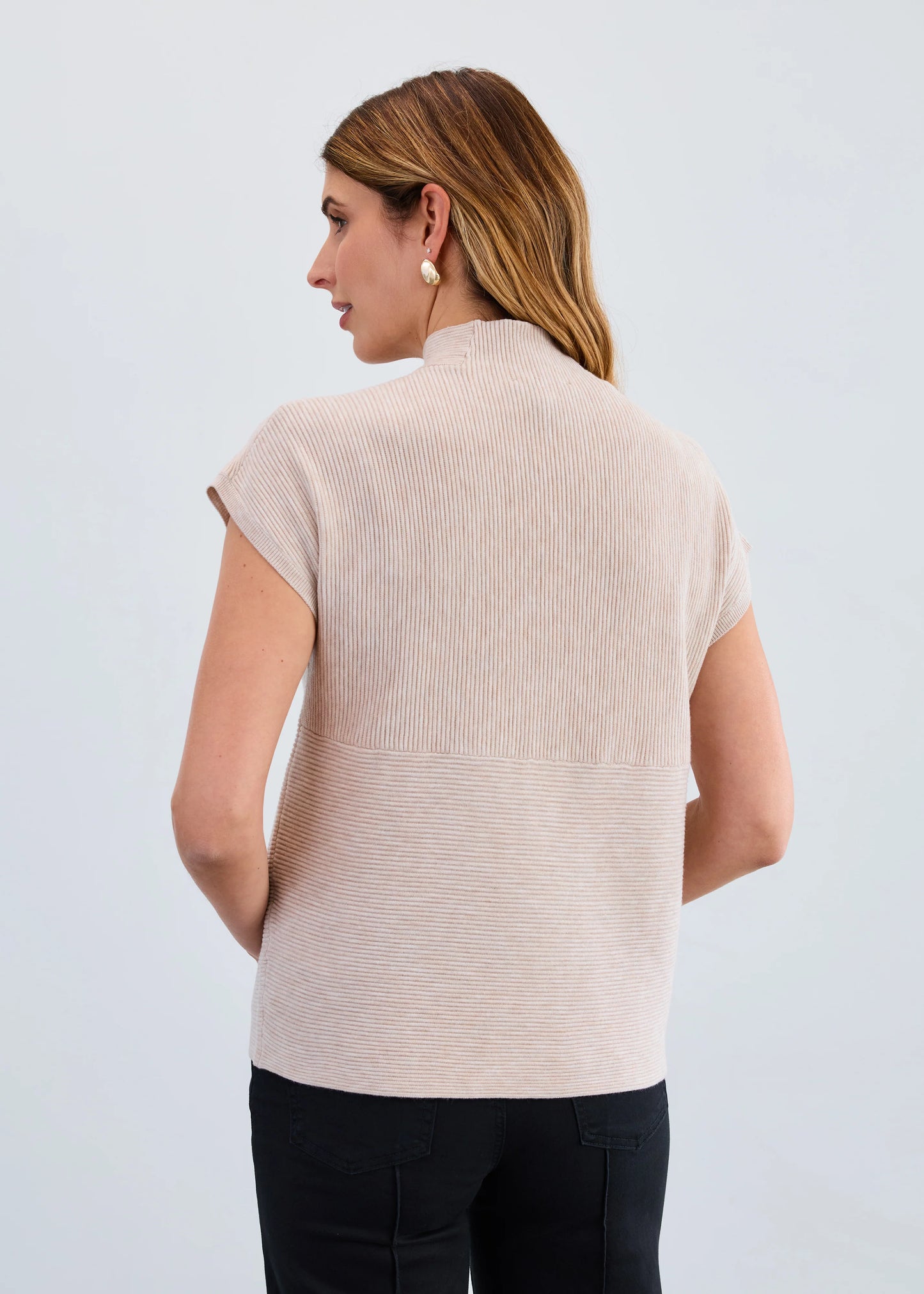 Ottoman Cap Sleeve Sweater, Oat 1012333