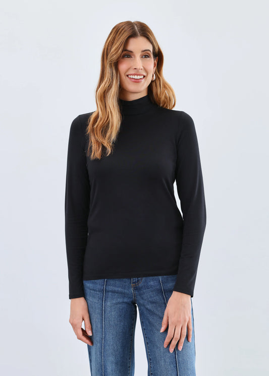 Long-Sleeve Mock Neck Top Black 3056756