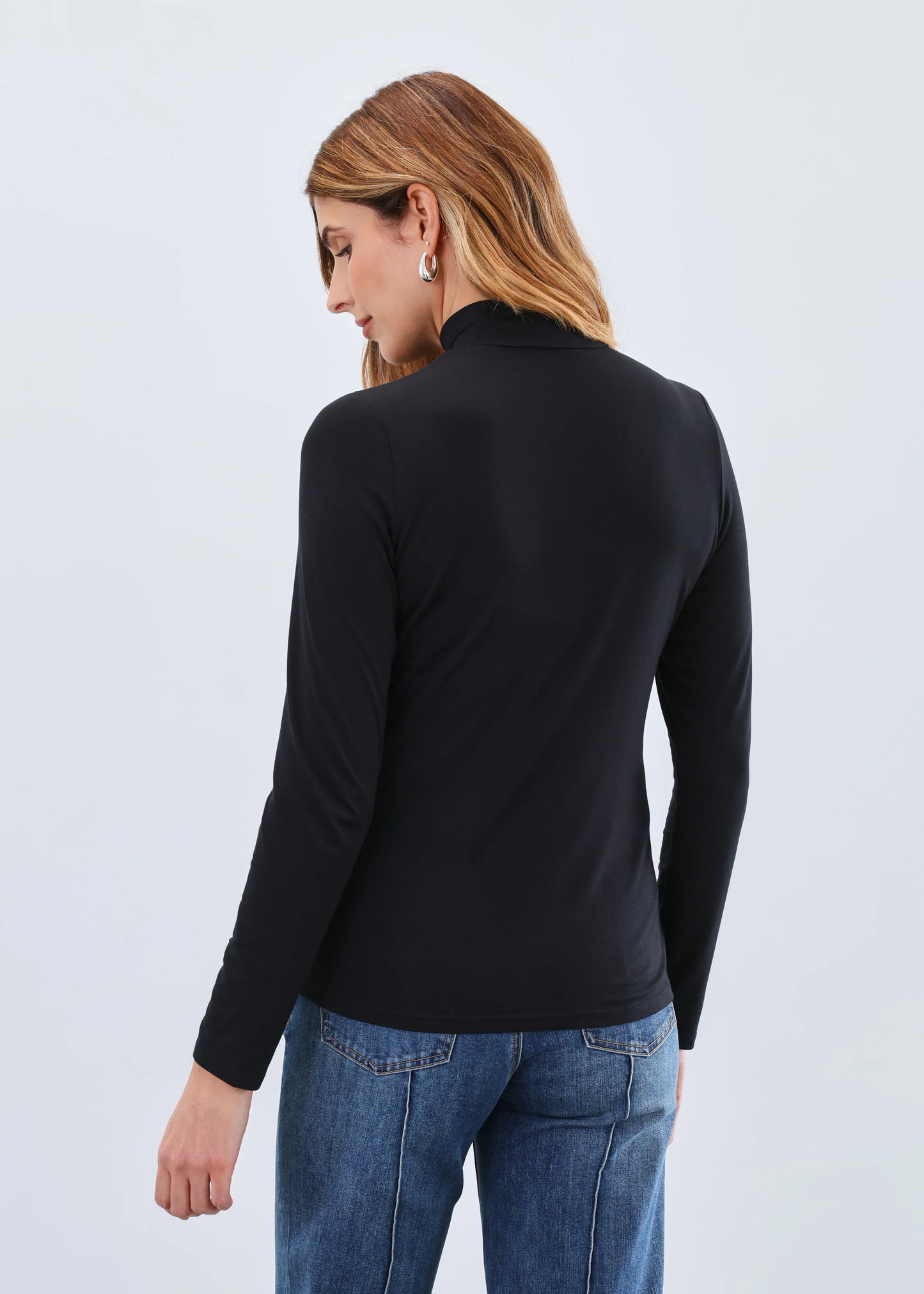 Long-Sleeve Mock Neck Top Black 3056756