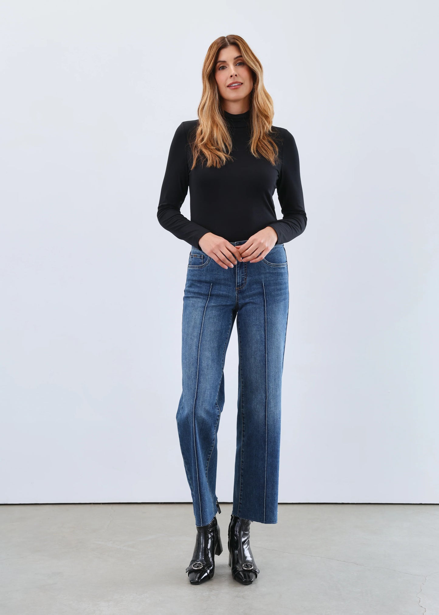 Long-Sleeve Mock Neck Top Black 3056756