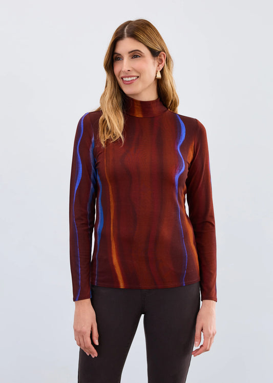 Long Sleeve Mock-Neck Top, Fadeout 3501756