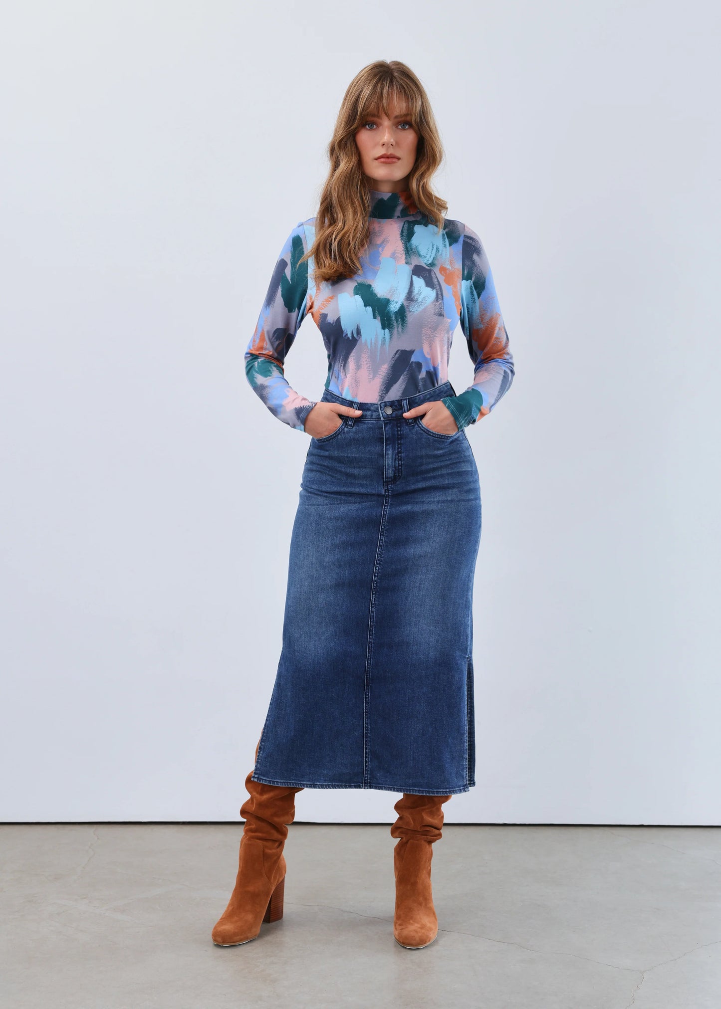 Long Sleeve Mock Neck Top 3570756