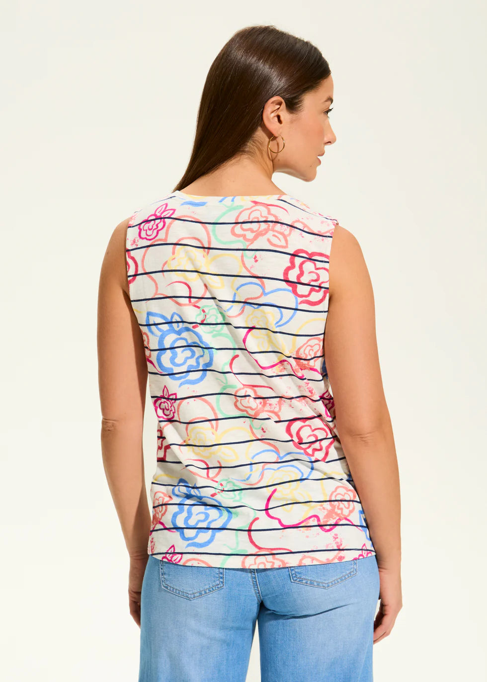 Printed Tank Top, Multi Rosette - 3595476