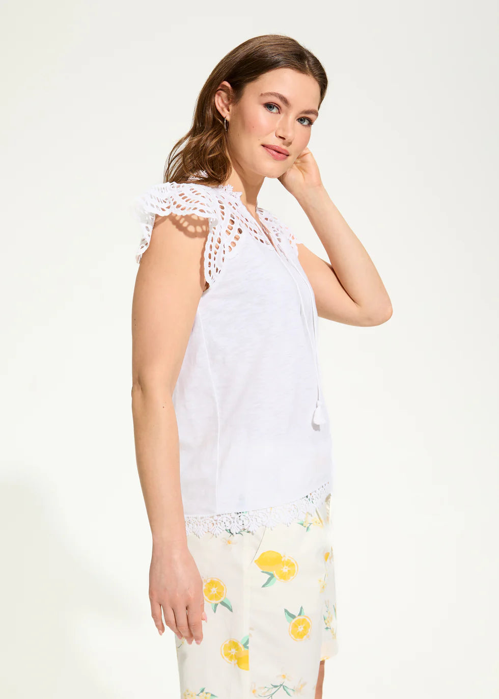 Flutter Sleeve Placed Eyelet Top - 3661476