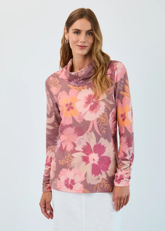 Long Sleeve Cowl Neck Top Coral 3866742