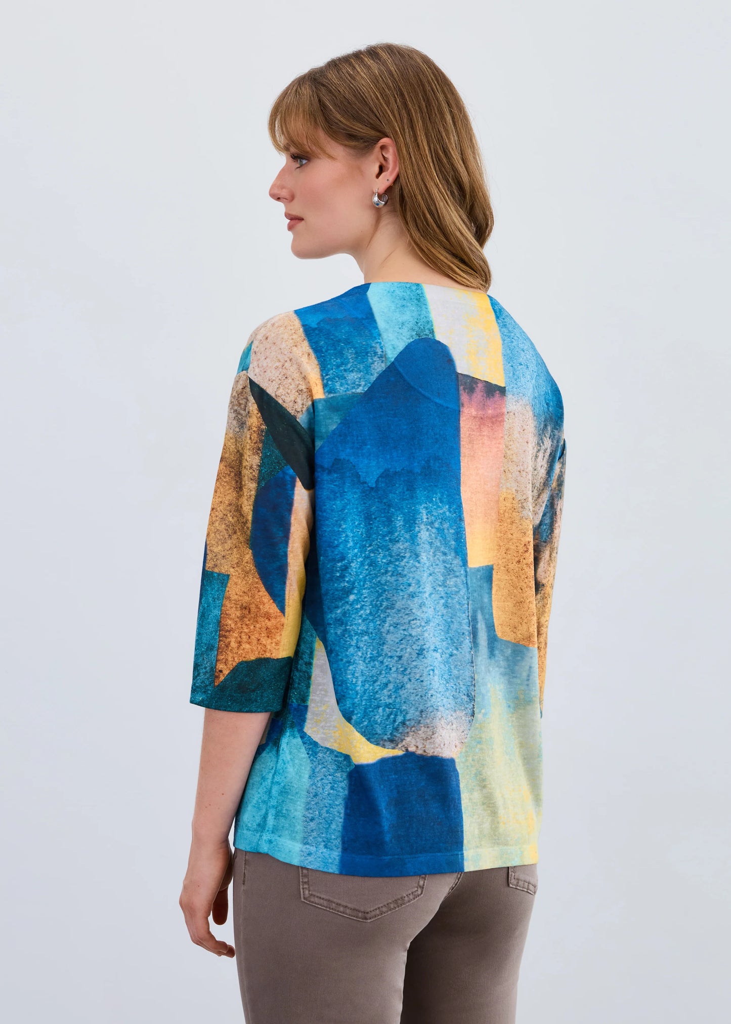 Drop Shoulder Notch-Neck Top 3910451