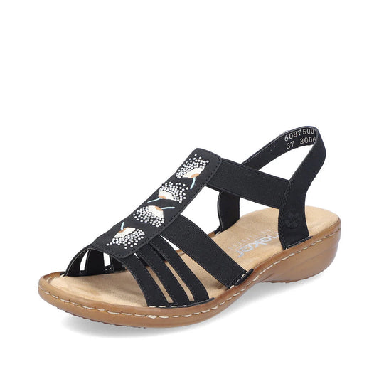 Black Rieker Strap Sandals 60875-00