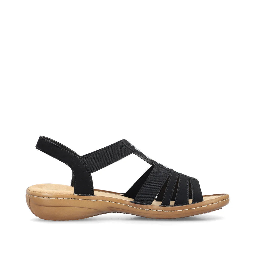 Black Rieker Strap Sandals 60875-00
