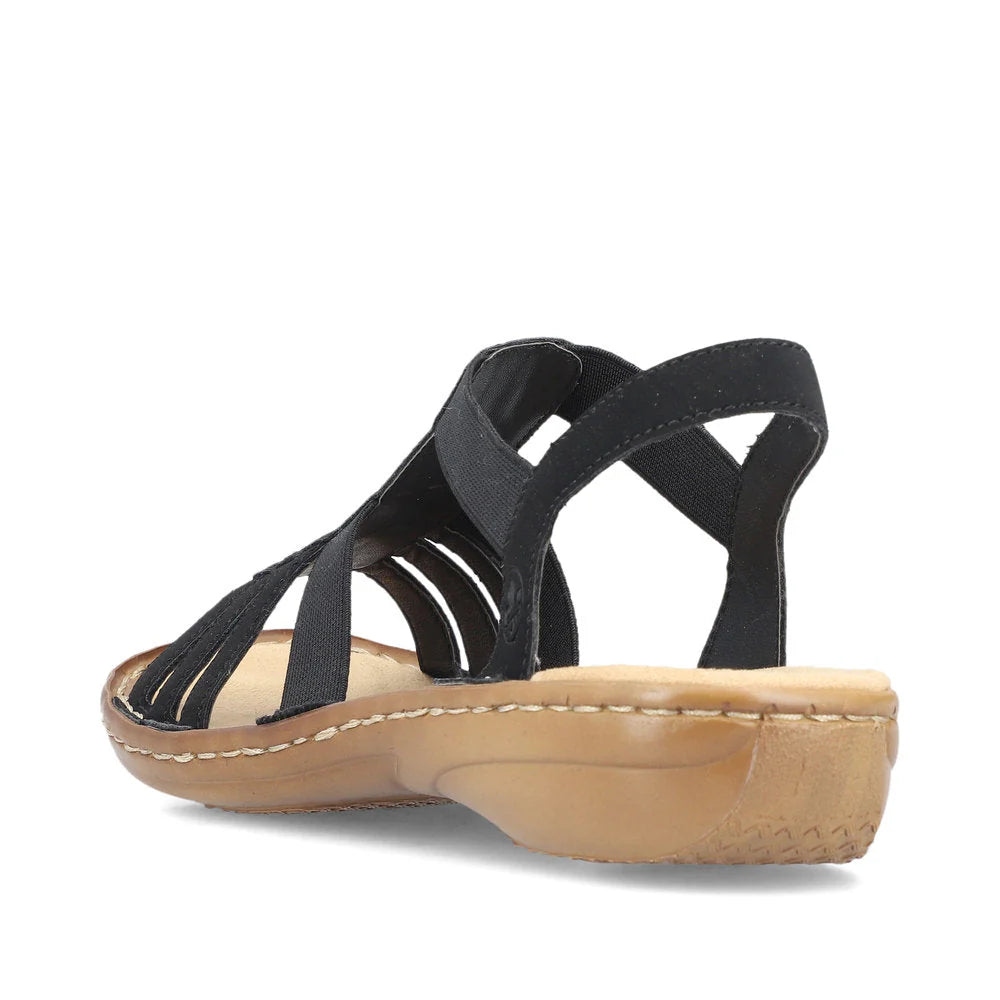 Black Rieker Strap Sandals 60875-00