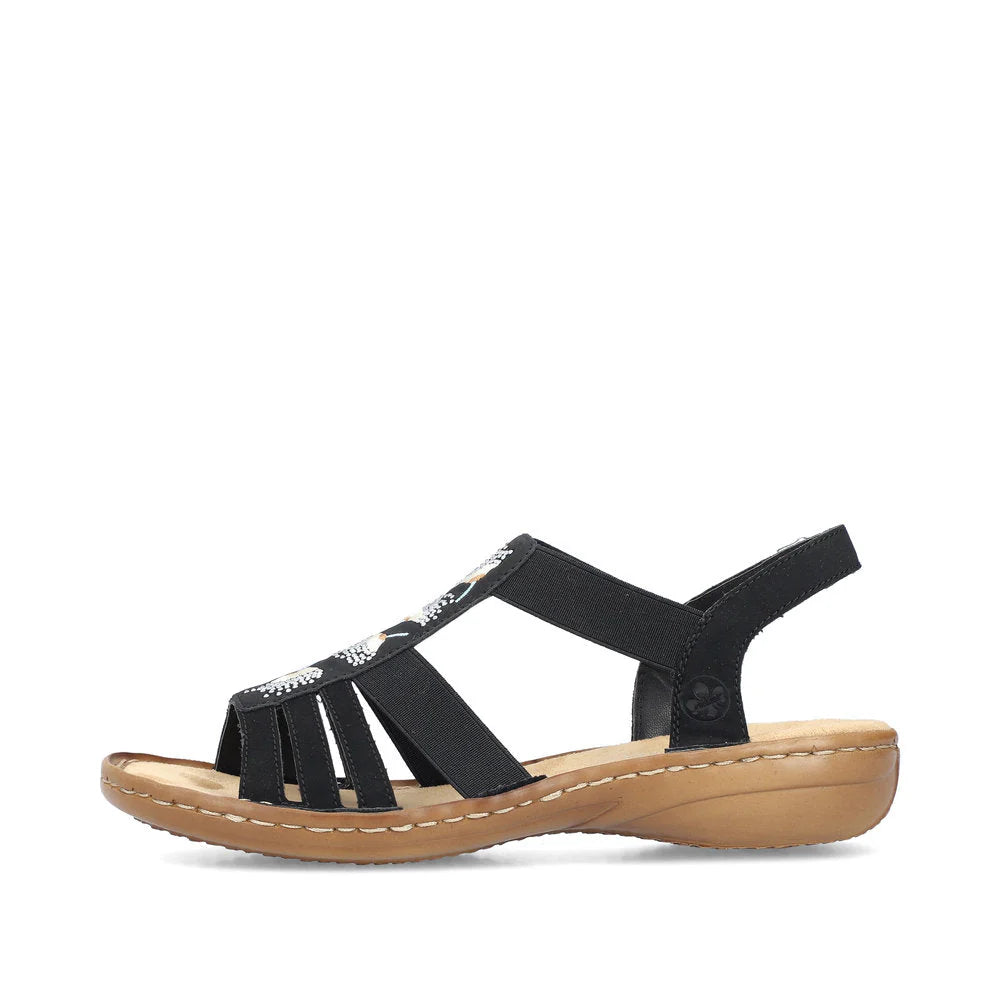 Black Rieker Strap Sandals 60875-00