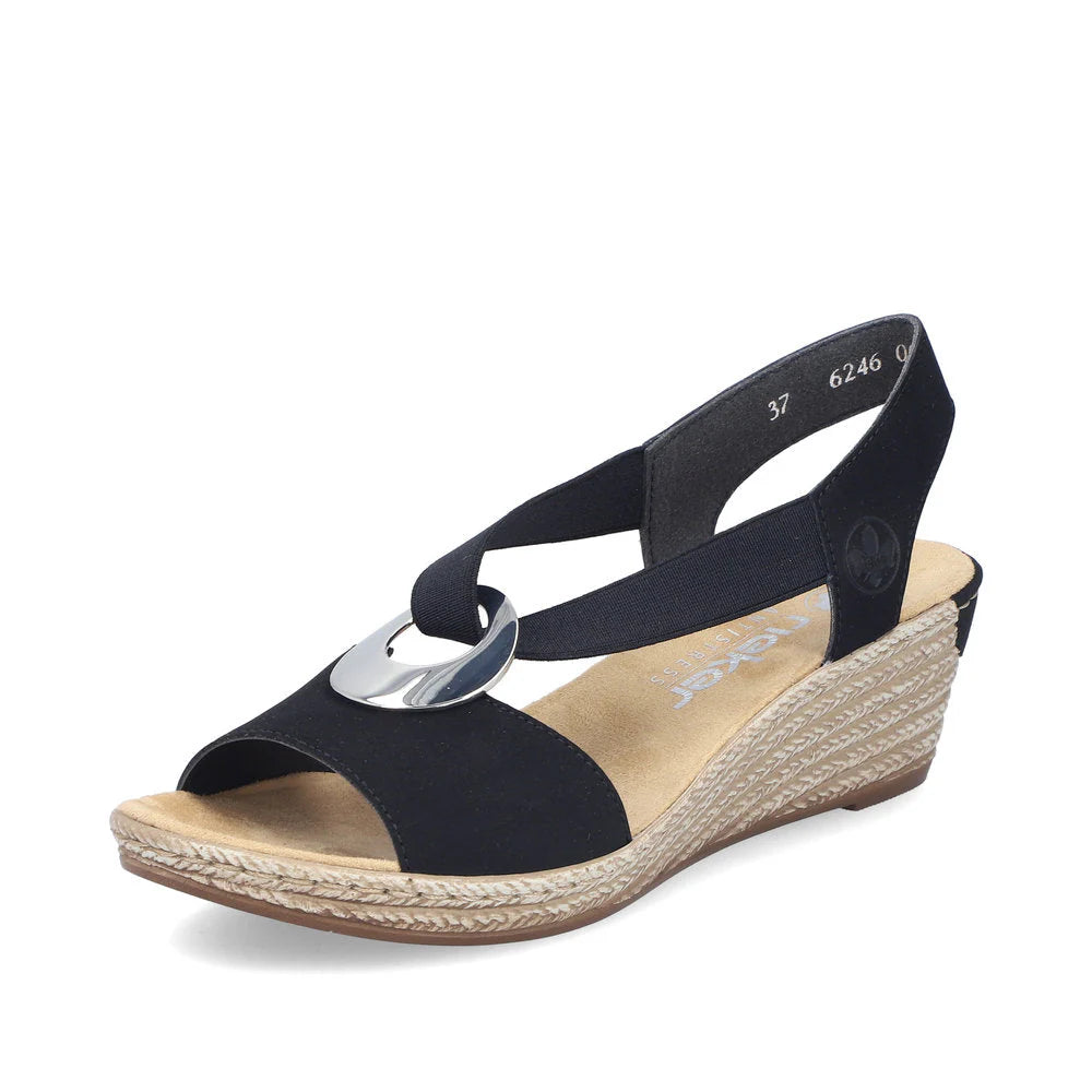 Rieker Black Sandal 624H6-00