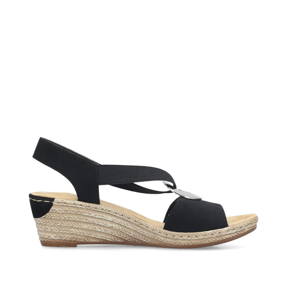 Rieker Black Sandal 624H6-00