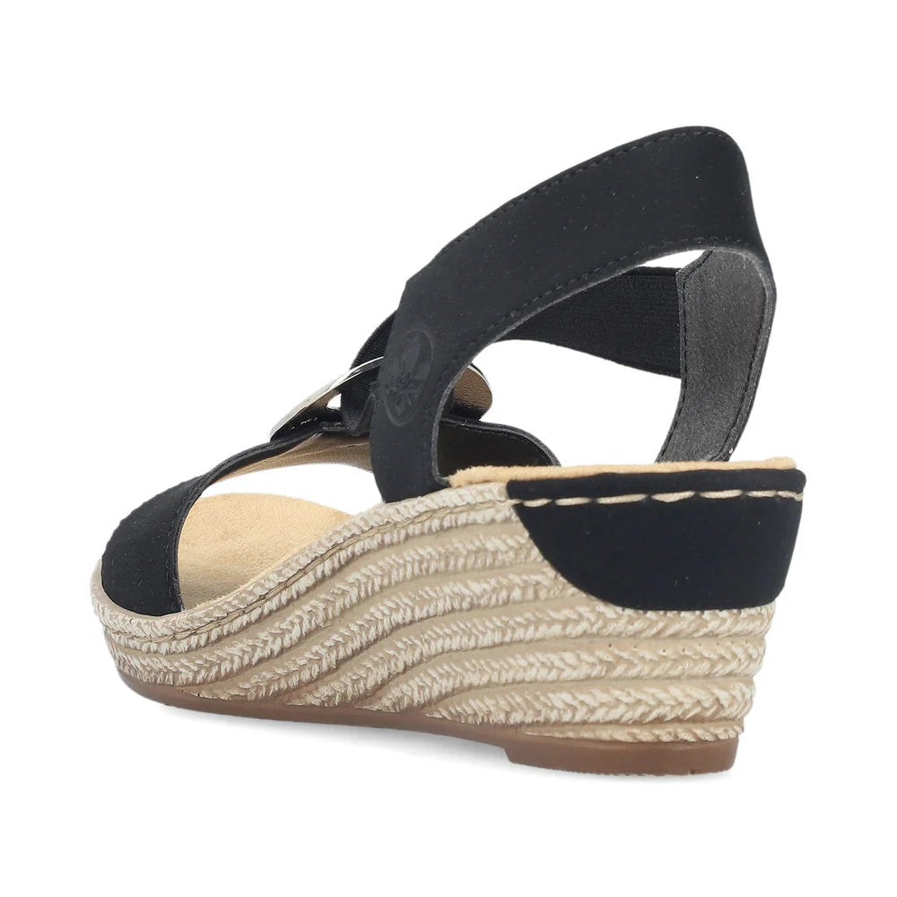 Rieker Black Sandal 624H6-00