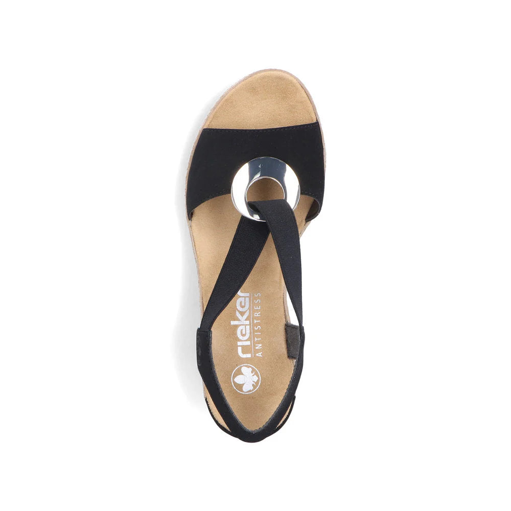 Rieker Black Sandal 624H6-00