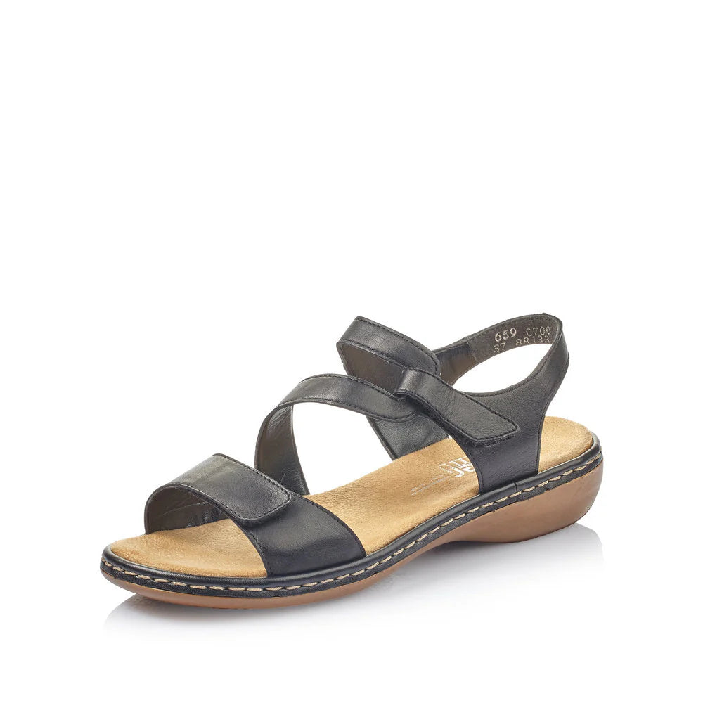 Rieker Black Sandal 659C7-00