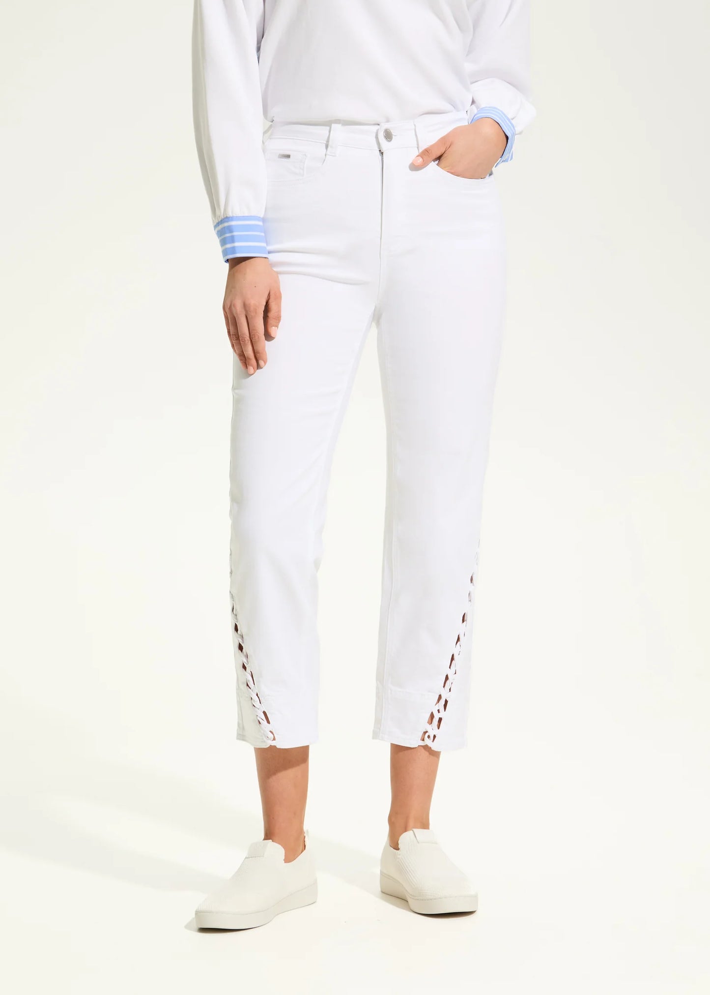 Suzanne Straight Crop Denim, White - 6995511