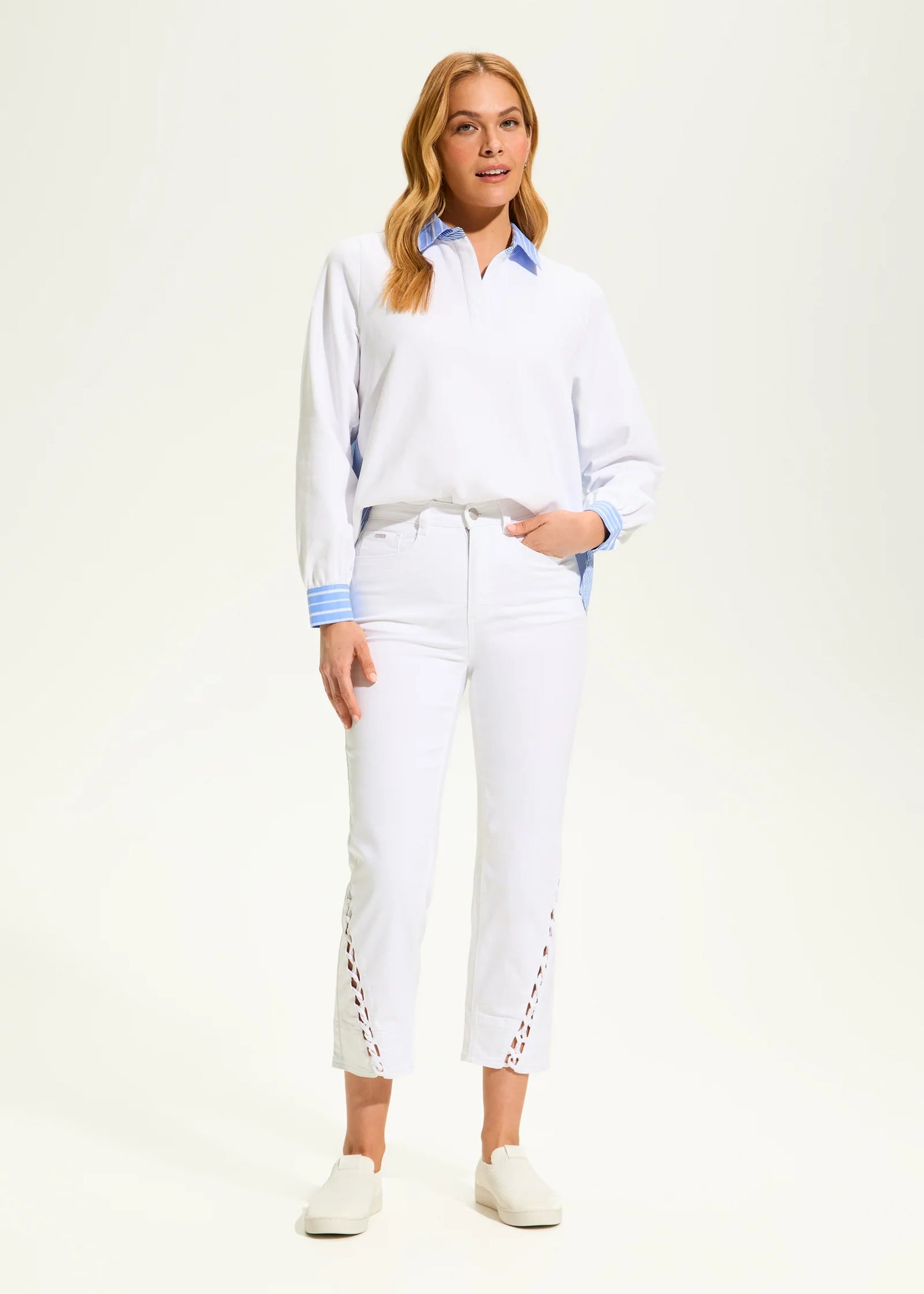 Suzanne Straight Crop Denim, White - 6995511
