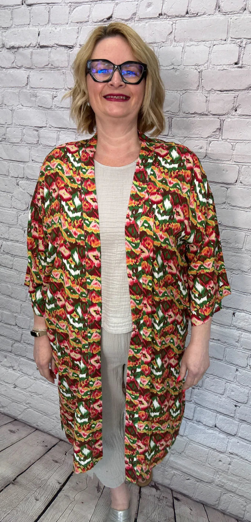 Adley Kimono Cardigan Poppy Print 375