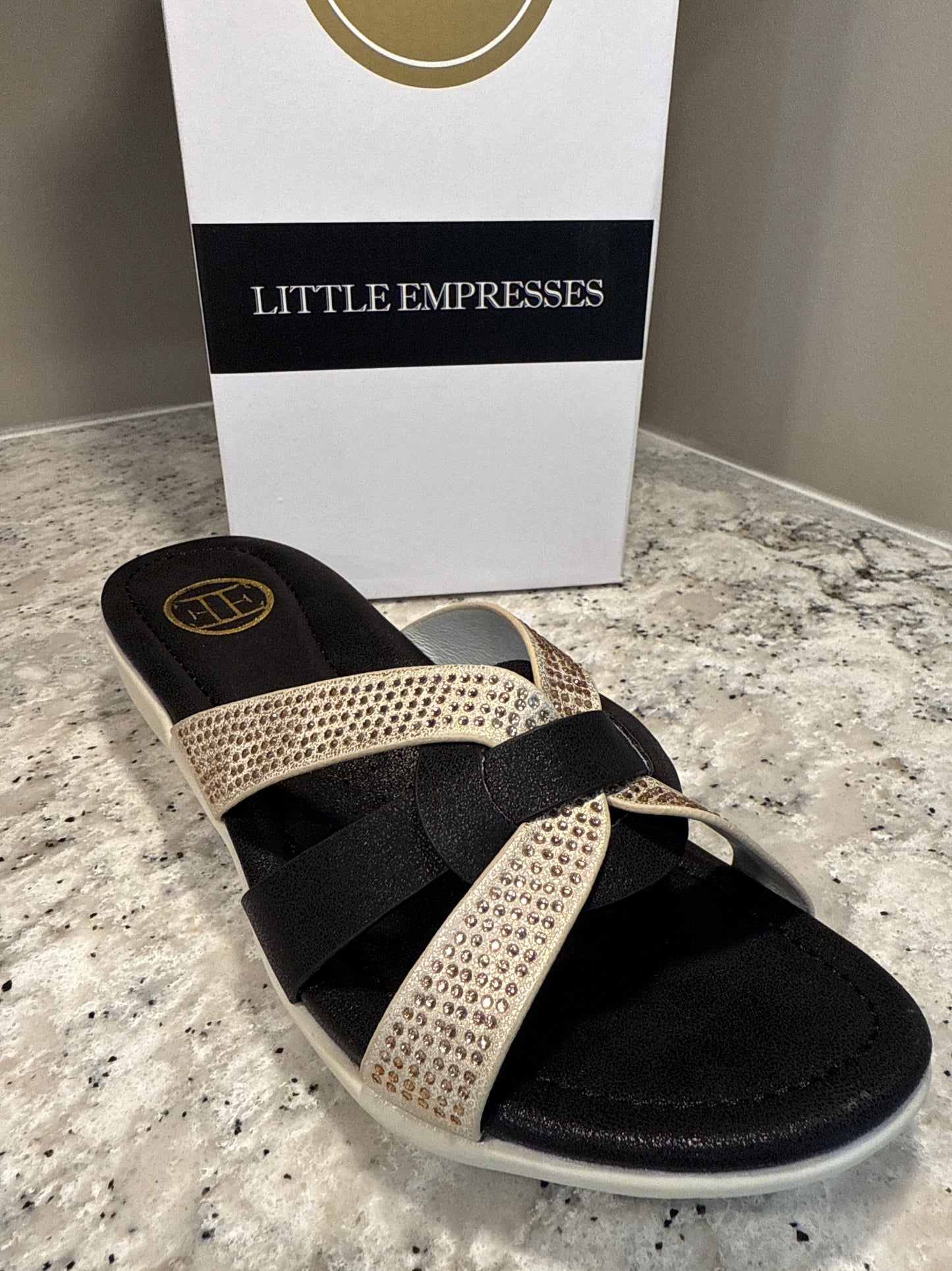 Little Empresses Black Sandal BZG-1