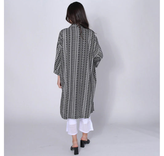 Adley Kimono Cardigan Matrix Print 375