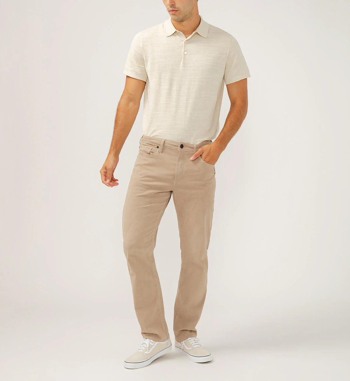 Eddie Classic Athletic Fit Tapered Leg Essential Twill Pants Beige M63915CBT654