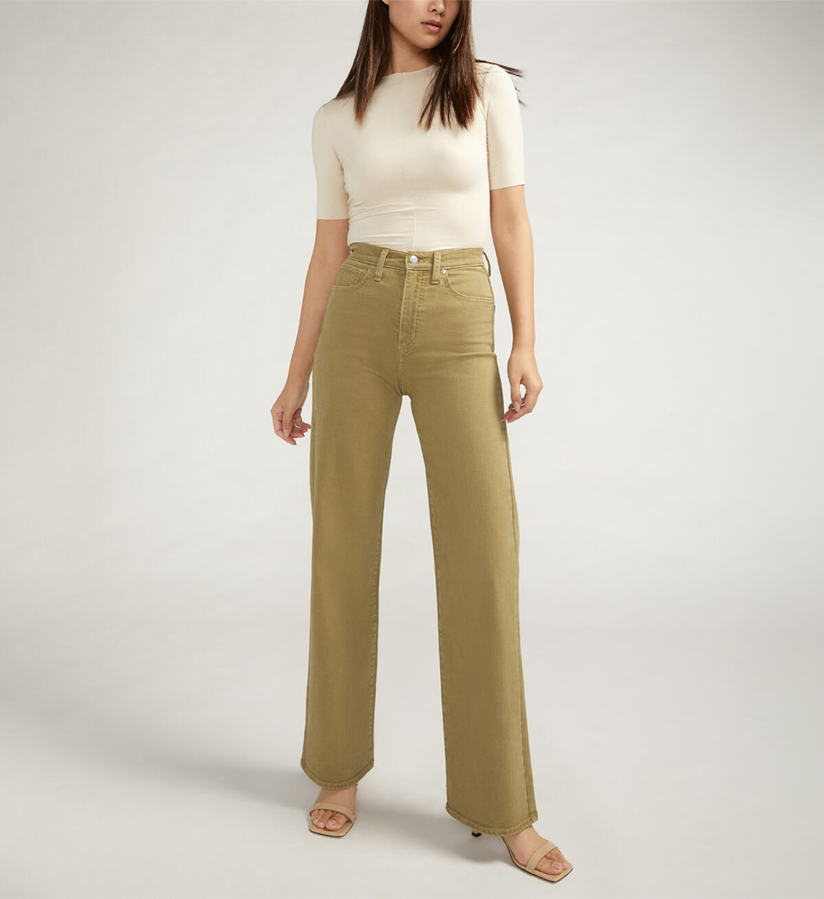 Highly Desirable High Rise Trouser Leg Jeans