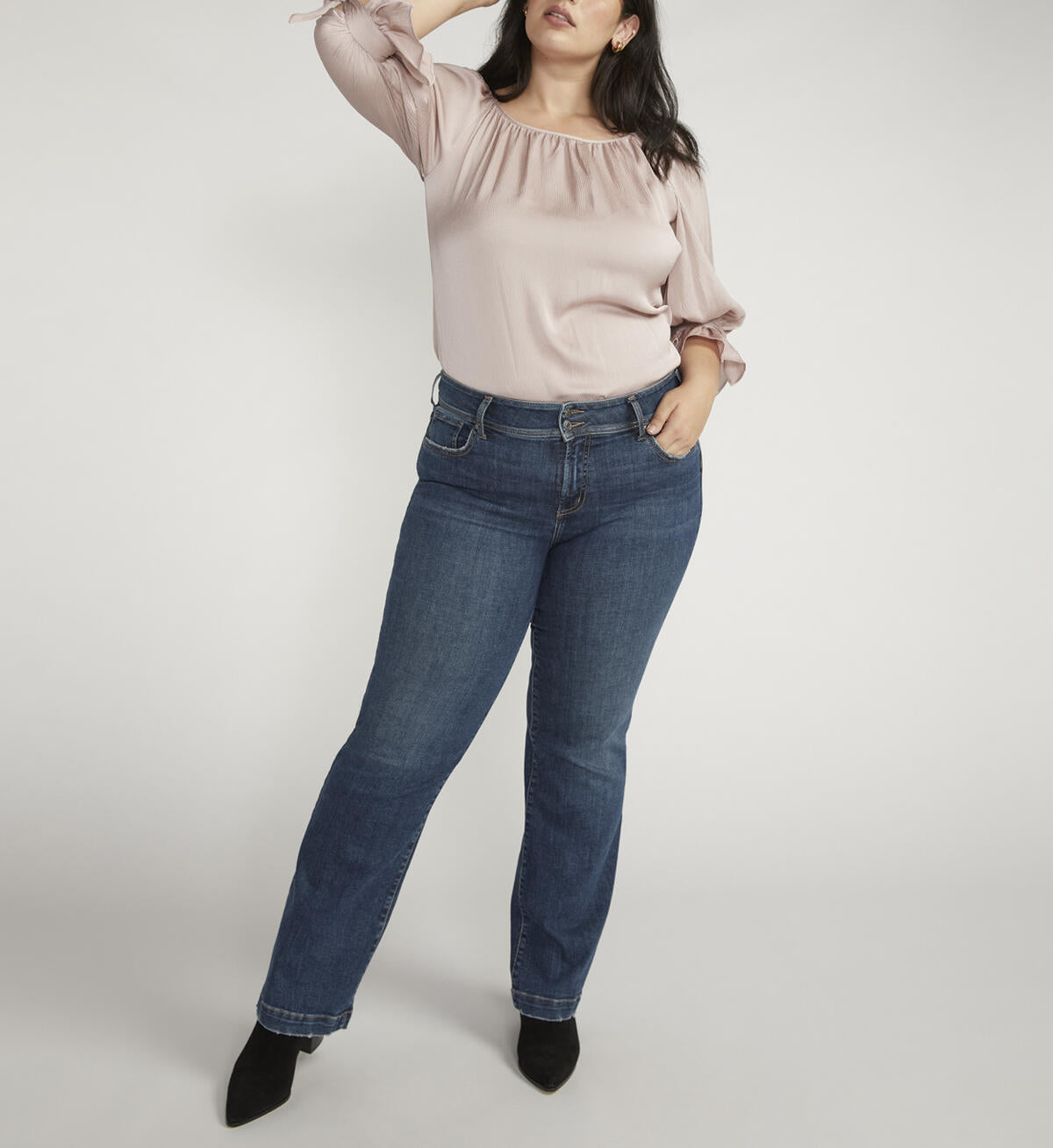 Suki Mid Rise Trouser Leg Jeans Plus Size